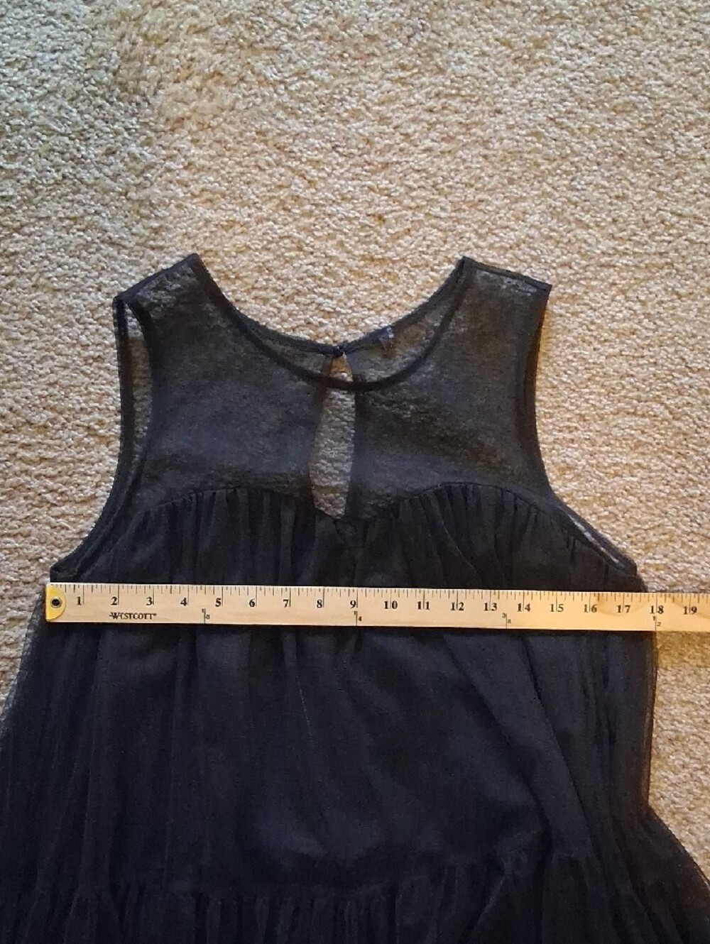 Black Sheer Tiered Sleeveless Dress - Brand Tag Cutout For Comfy Fit - Picture 5 of 5